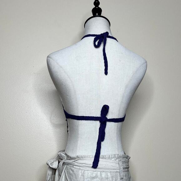 vintage y2k crochet sea shell halter neck crop top - Picture 3 of 7